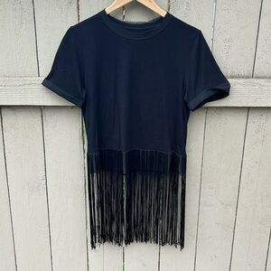 House of Harlow 1960 x Revolve Black Cuffed Fringed Shirt Rock Star XXS